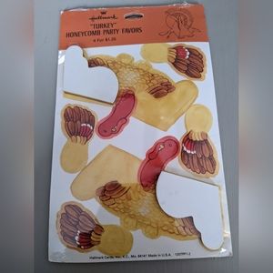 New Vintage Hallmark turkey honeycomb party favors